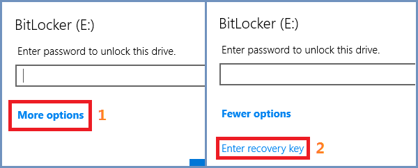 expan more options and select to enter the recovery key