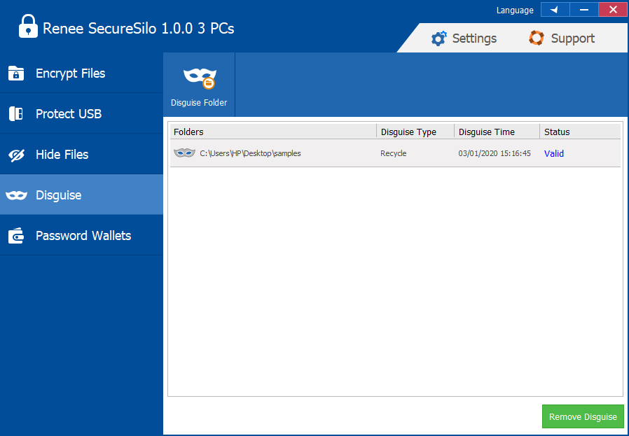 successfully disguise folder in renee securesilo