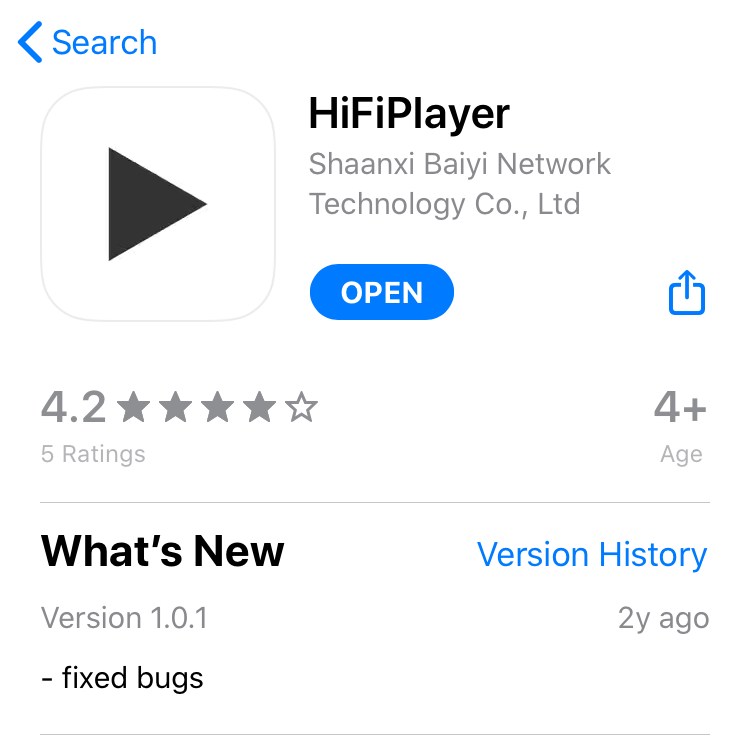 download and install hifi player in app store