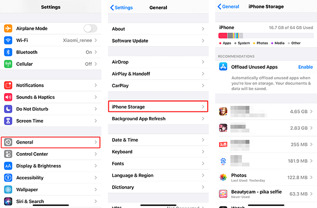 check iphone storage before updating to ios 13