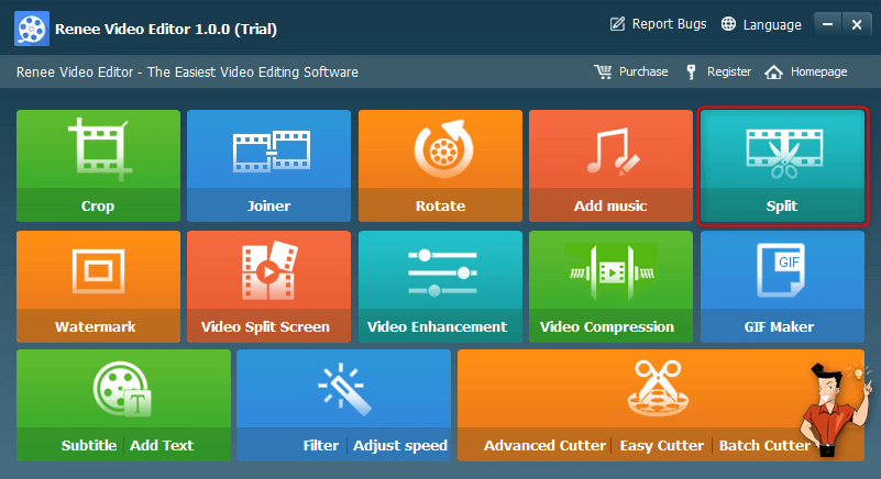 click to split video in renee video editor