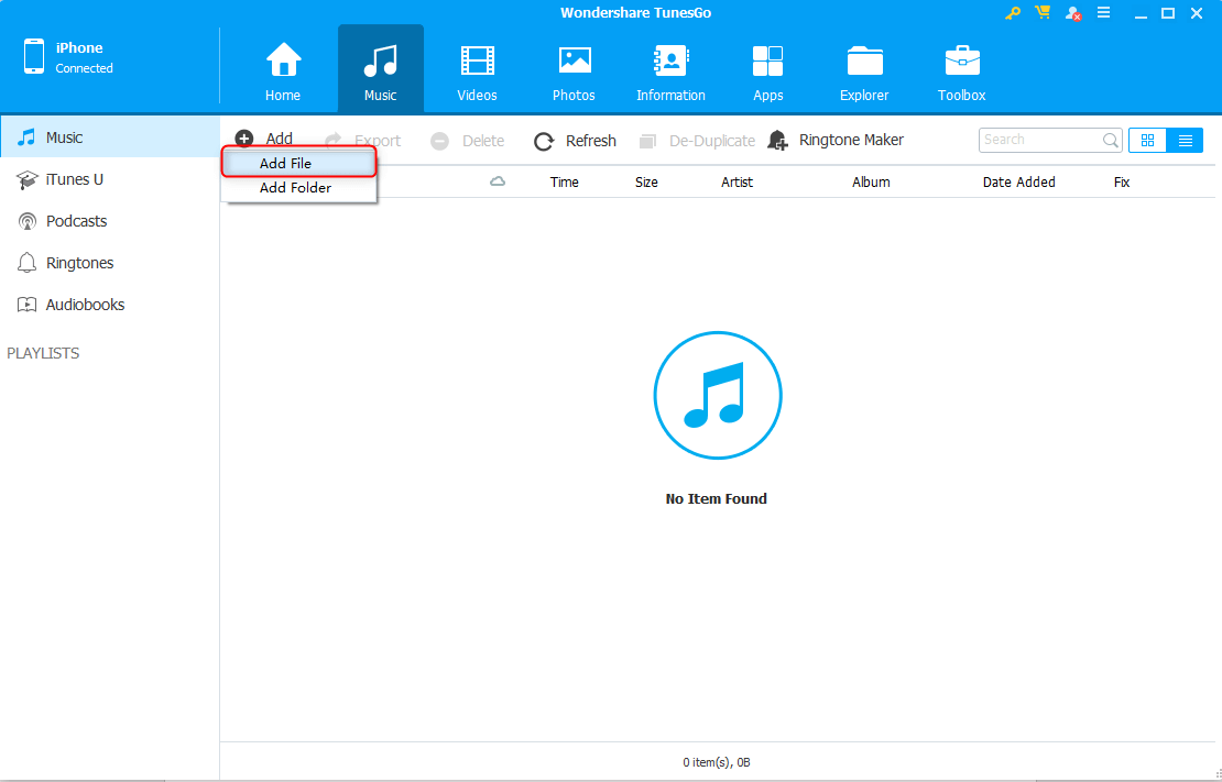 add audio files to tunesgo music