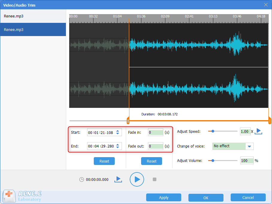 cut and trim the second music