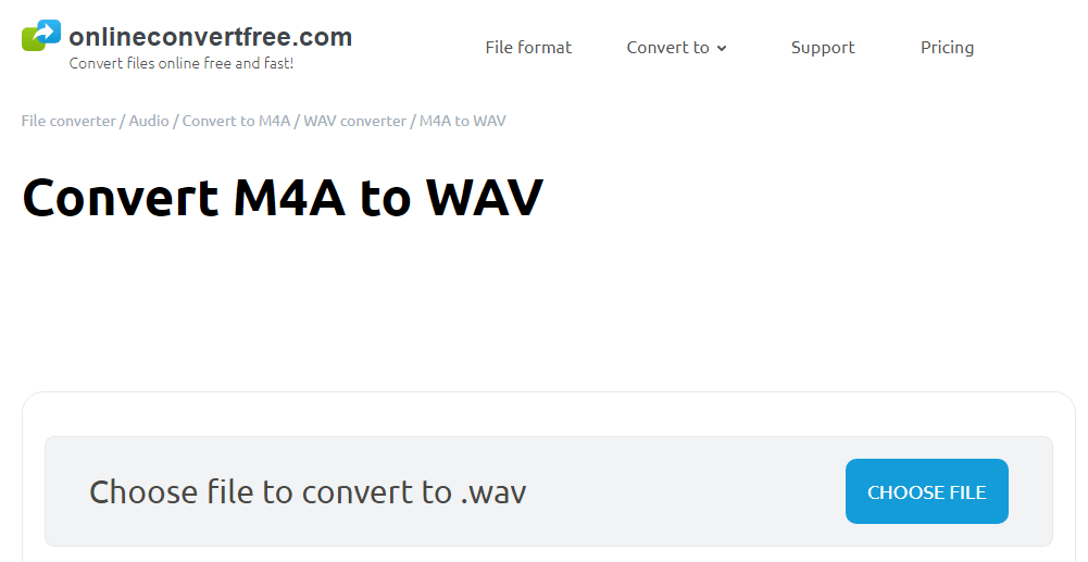 transfer m4a to wav with online converter free