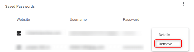 remove save password from google chrome