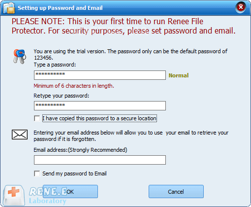 set password in file protector to prevent data leakage