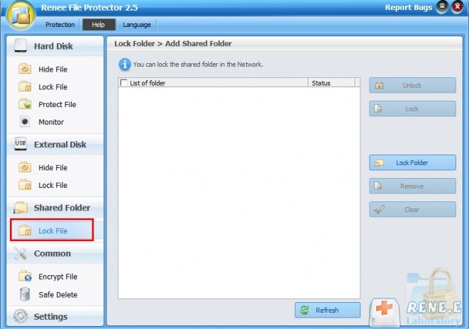 select shared folder protection to control folder access