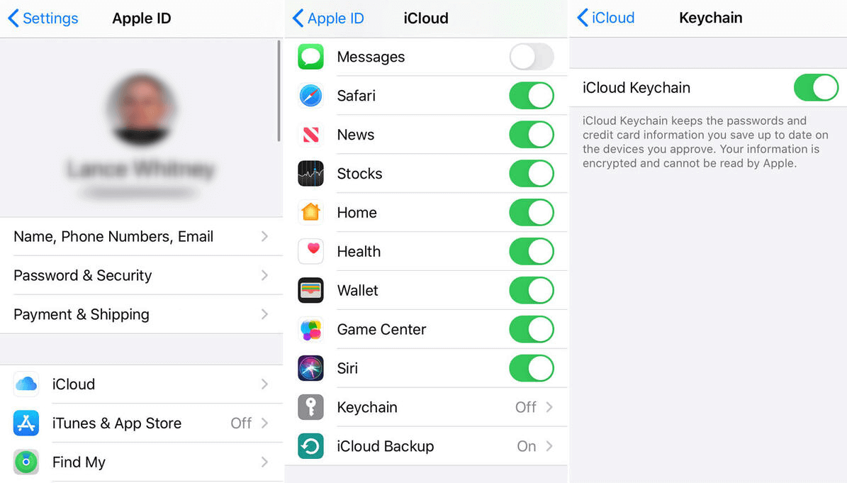 manage password in icloud keychain