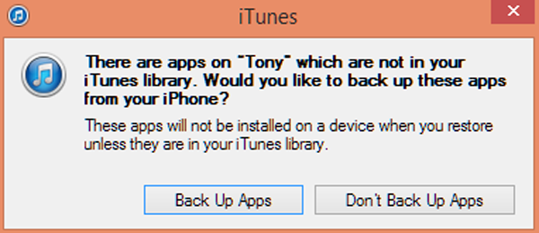 select not to back up apps in itunes