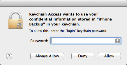 show itunes backup assword in keychain access