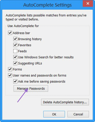 how to manage password windows 10
