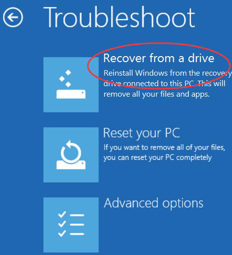 recover from a drive in troubleshoot windows