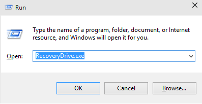 type recovery drive to run