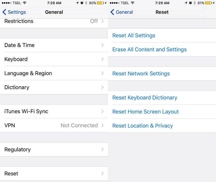 reset network settings to fix ios 12 bugs