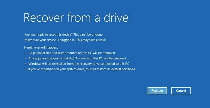 how to restore from a drive in windowsre