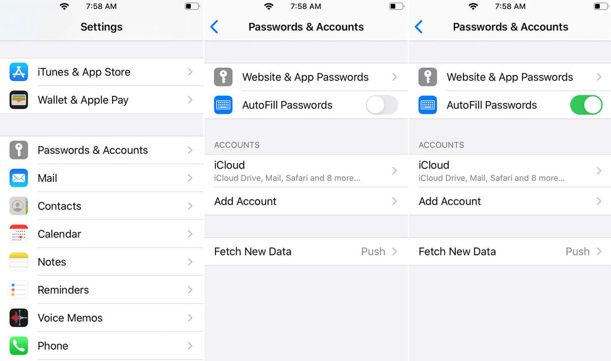 how to manage password on iphone safari