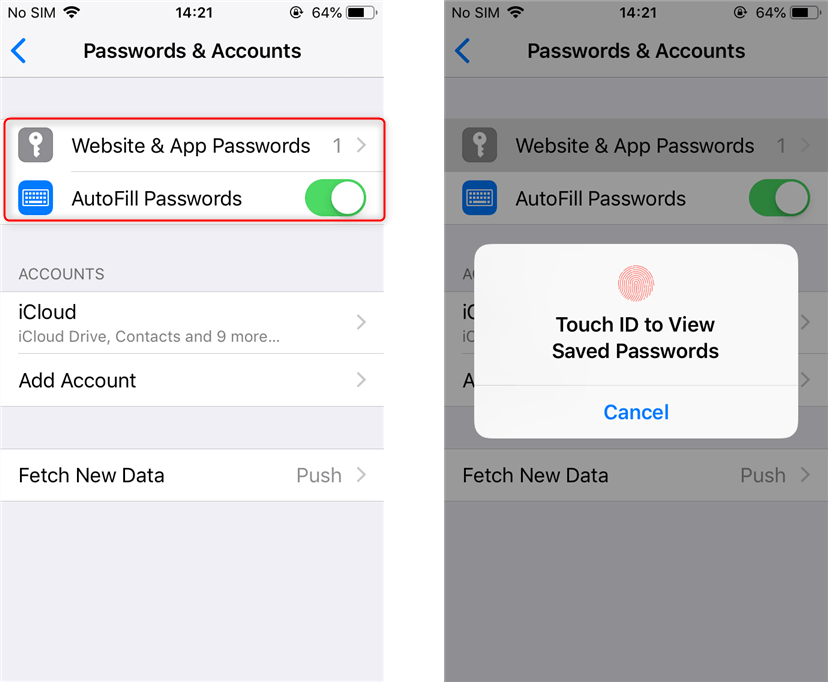 Manage iphone password service