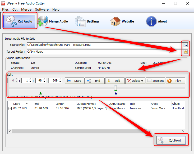 trim audio file with wenny