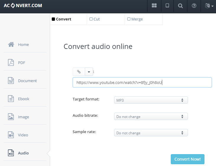 how to convert online music to mp3 on aconvert