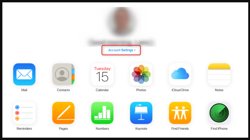 get into icloud account settings