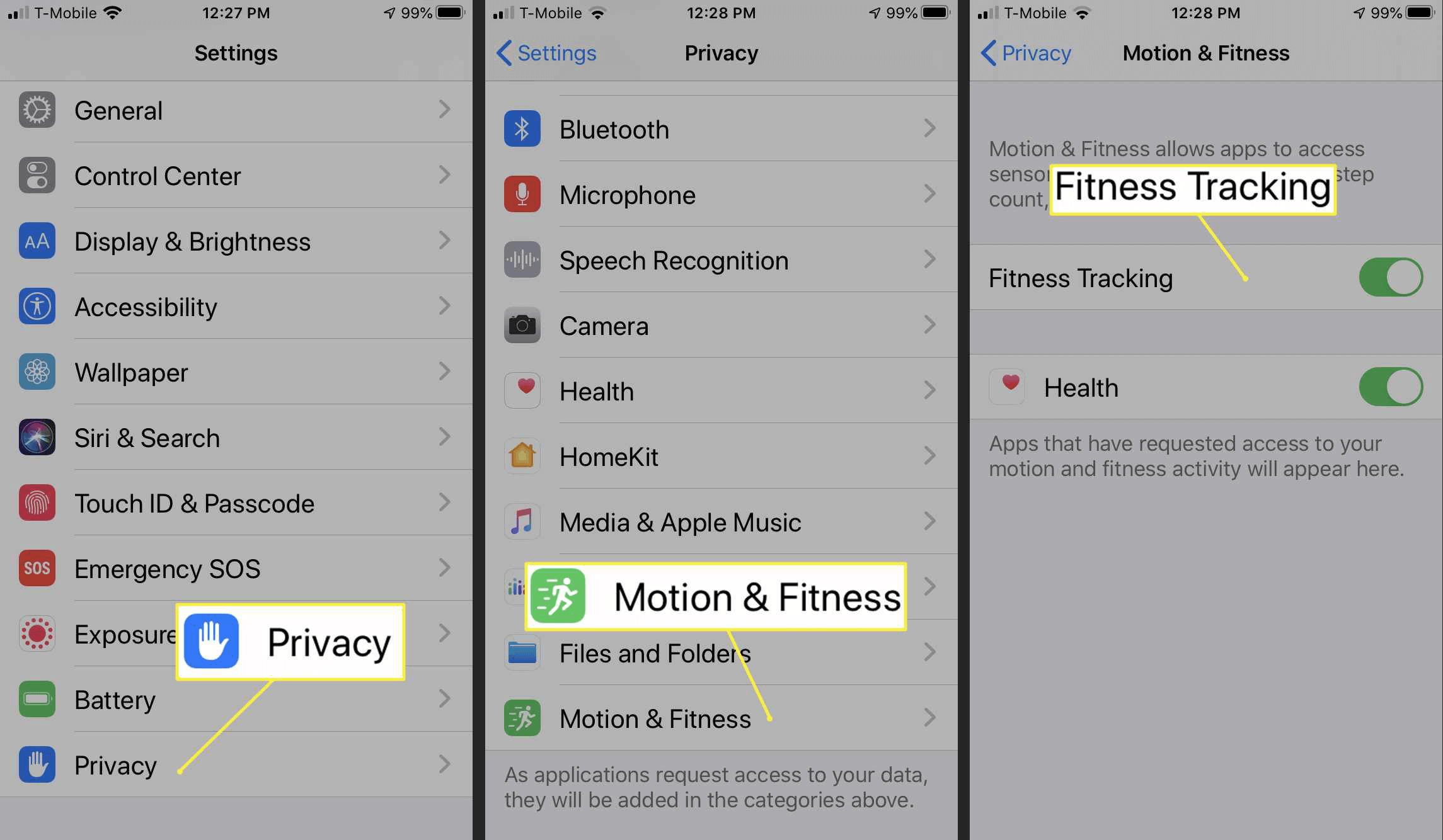 close the fitness tracking in iphone
