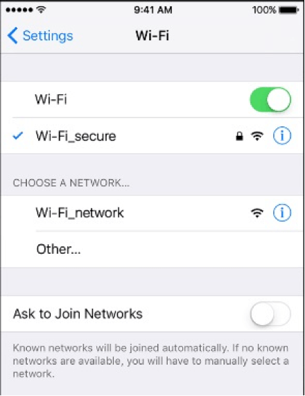 turn on wifi connection in iphone