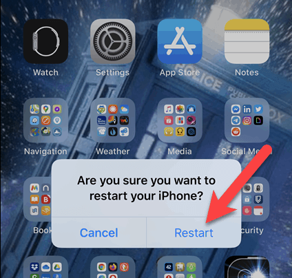 select to restart iphone after network settings