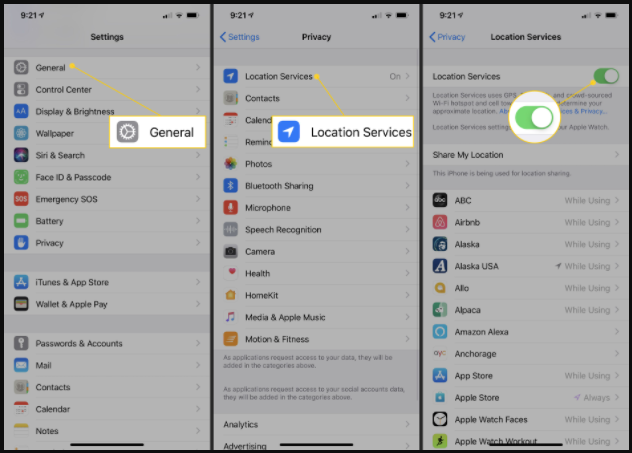how to turn off iphone location services