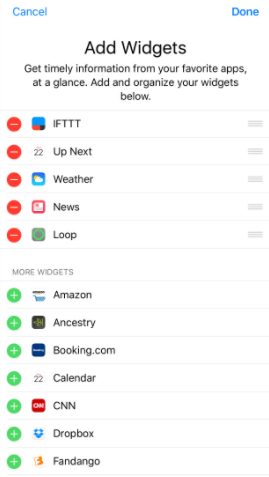 add new widgets in iphone