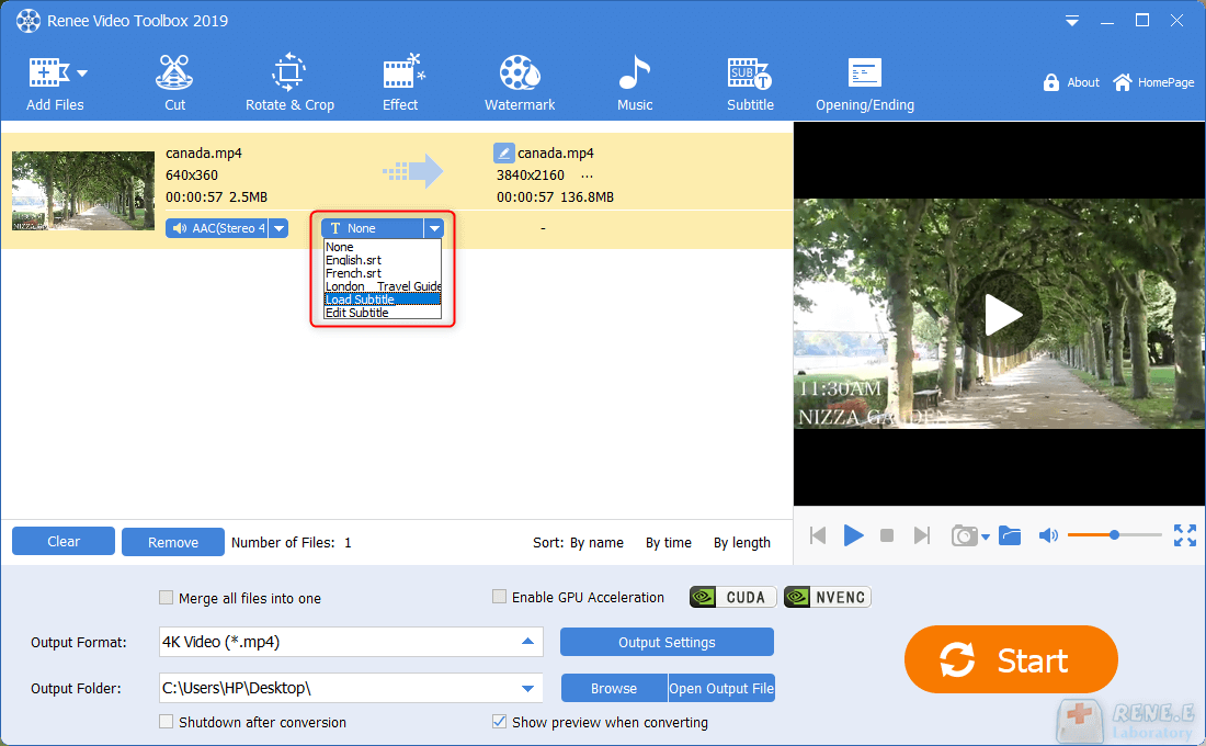 add srt subtitles to mp4 video