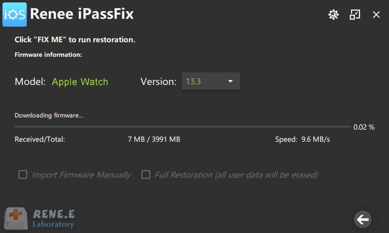 download firmware in ipassfix to fix apple watch