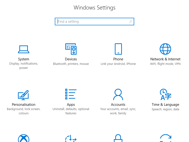 get into apps in windows settings
