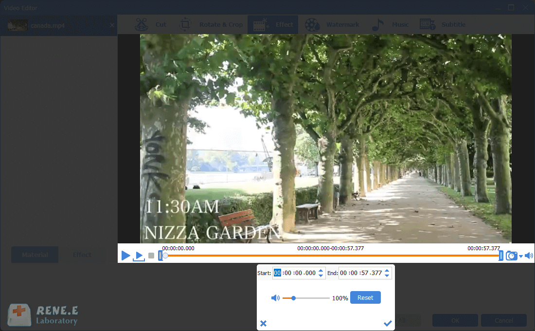 adjust volume in renee video editor pro