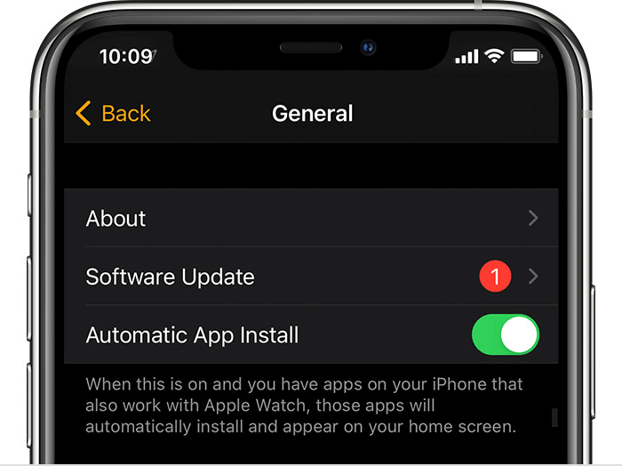 set to automatic update for iwatch