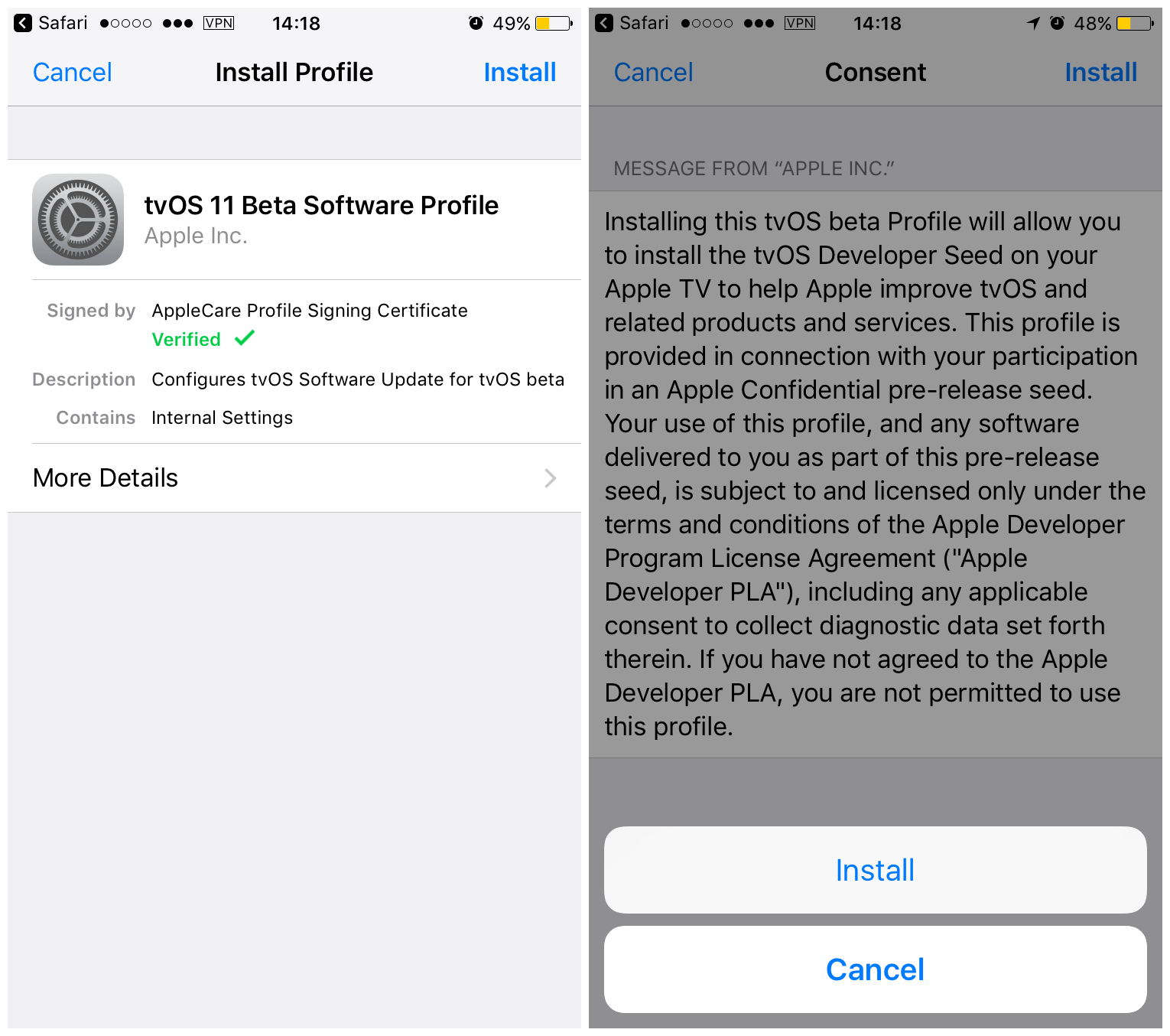install profile to block ios automatic update