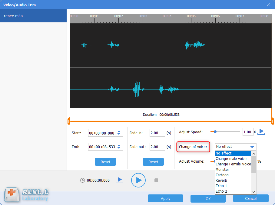 change special voice with renee audio tools