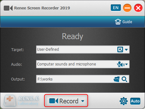 start recoding in renee video editor pro