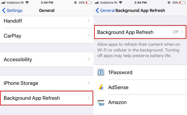 turn off background app refresh in iphone