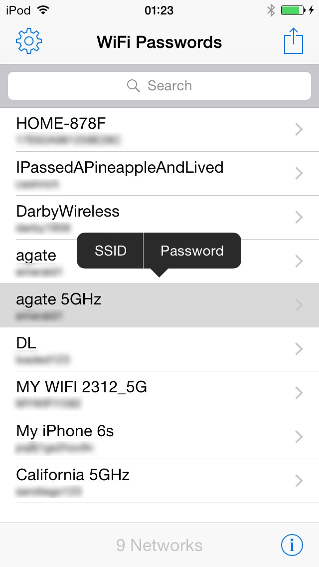 check the wifi passwords in cydia