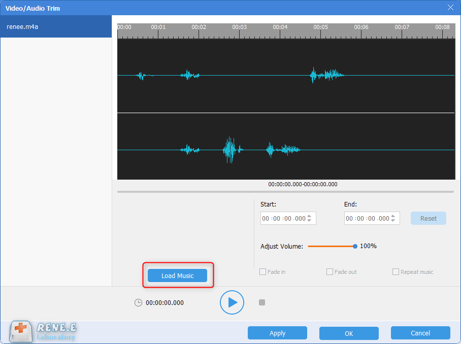 load music to mix with m4a file