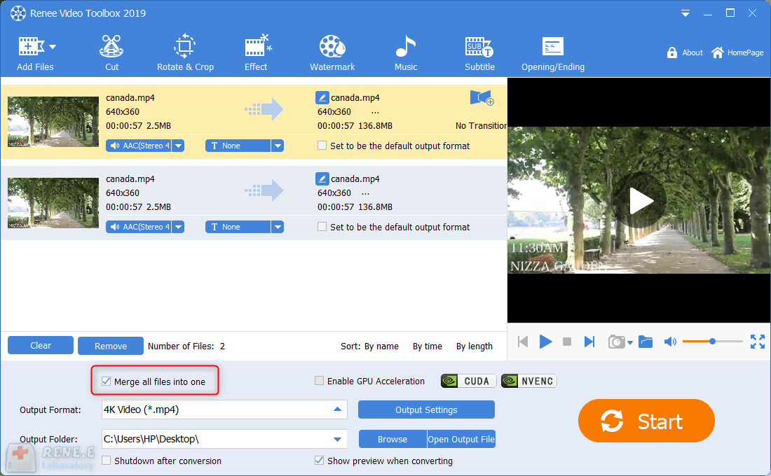 merge all videos into one by renee video editor pro