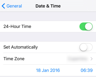 change the time and date in iphone