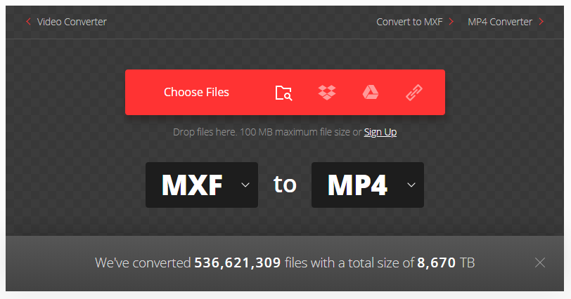 convert mxf to mp4 with convertio