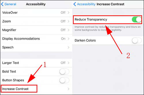 turn off iphone transparency