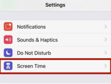get into screen time in iphone