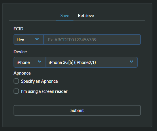 generate device indentifier with tss saver