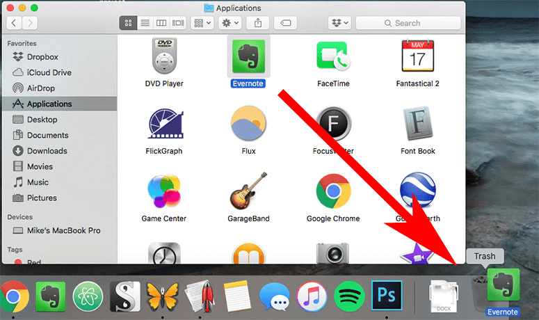 move apps to trash bin and delete the apps on mac