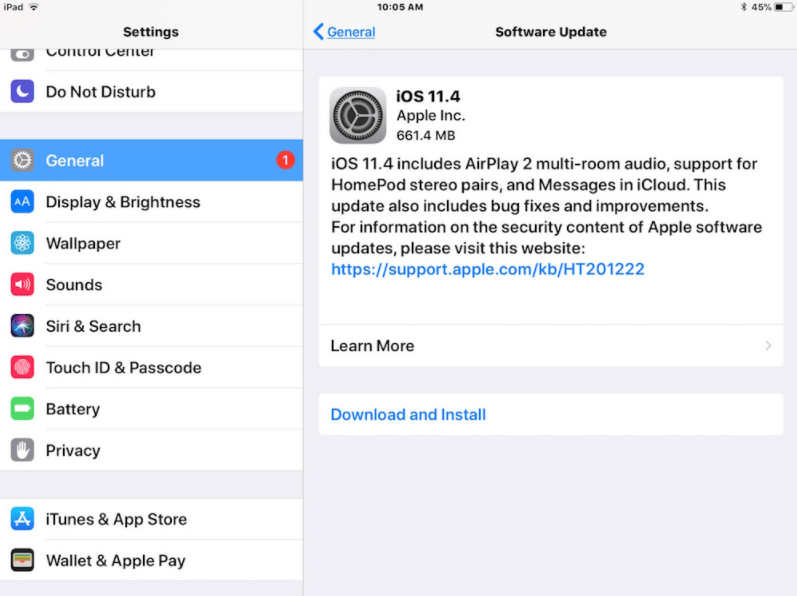 how to update ios in ipad