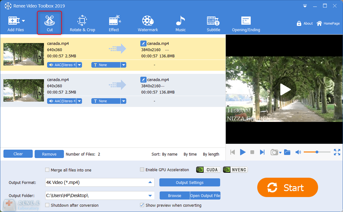 go to cut videos in renee video editor pro