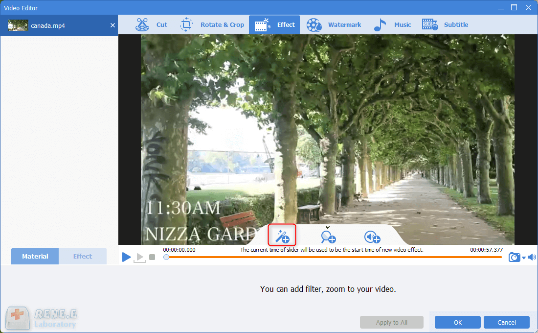 click to add video filter in renee video editor pro